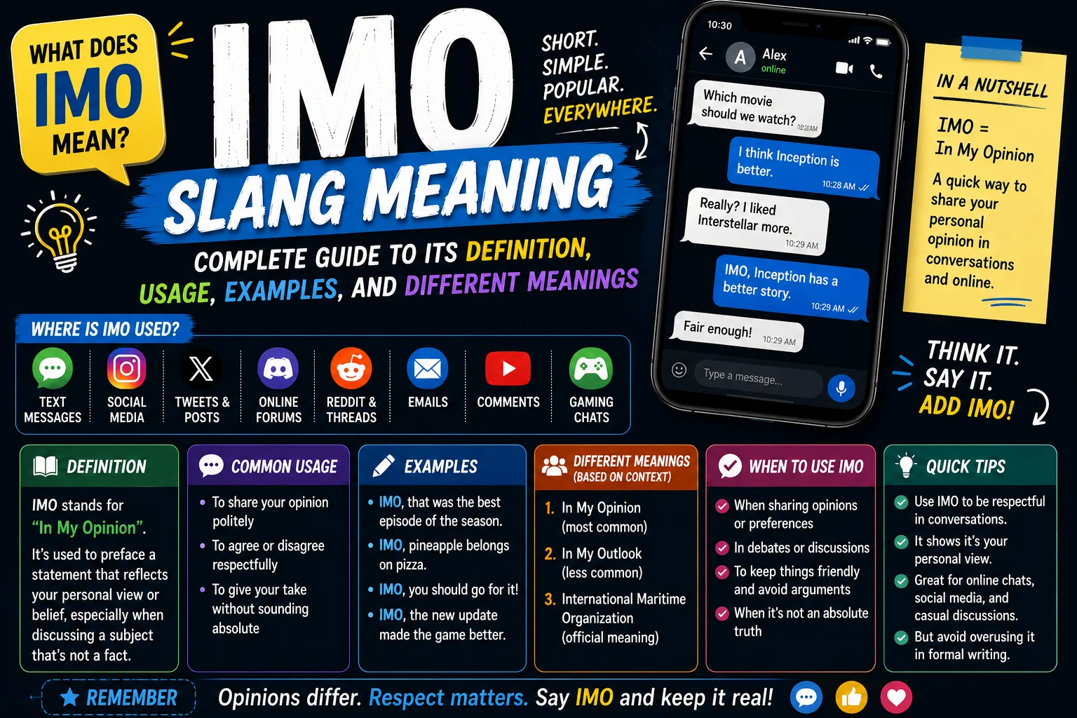 IMO Slang Meaning: Complete Guide to Its Definition, Usage, Examples, and Different Meanings
