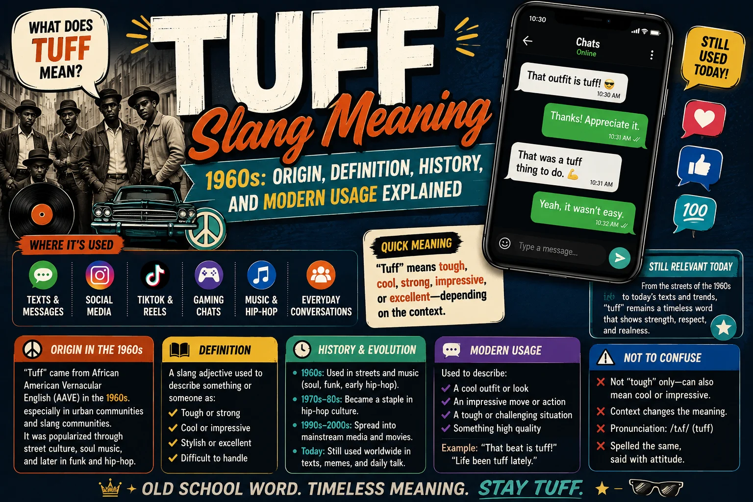 Tuff Slang Meaning 1960s: Origin, Definition, History, and Modern Usage Explained