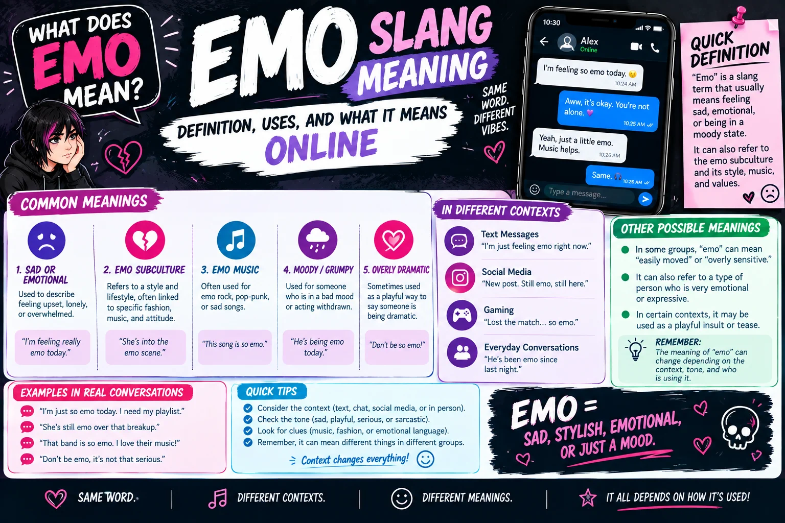 Emo Slang Meaning: Definition, Uses, and What It Means Online