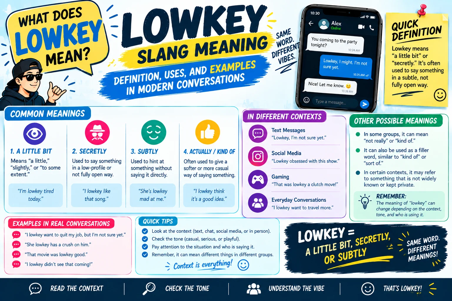 Lowkey Slang Meaning: Definition, Uses, and Examples in Modern Conversations